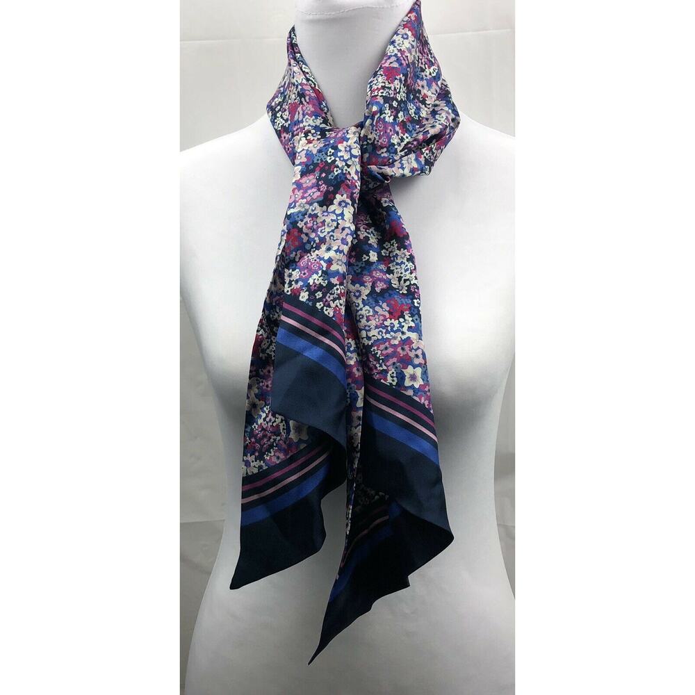 Unbranded Summer Scarf Rectangular 44" x 8" Blue Pink Cream Floral Print